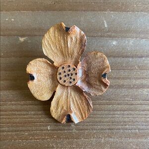 Wooden Flower Brooch